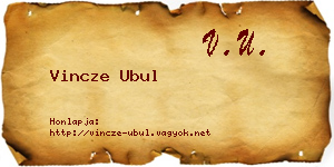 Vincze Ubul névjegykártya